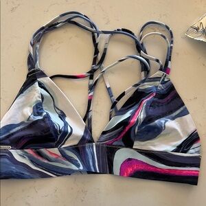 Victoria's Secret Marble-Print Strappy Bandeau Bralette in Navy & Pink